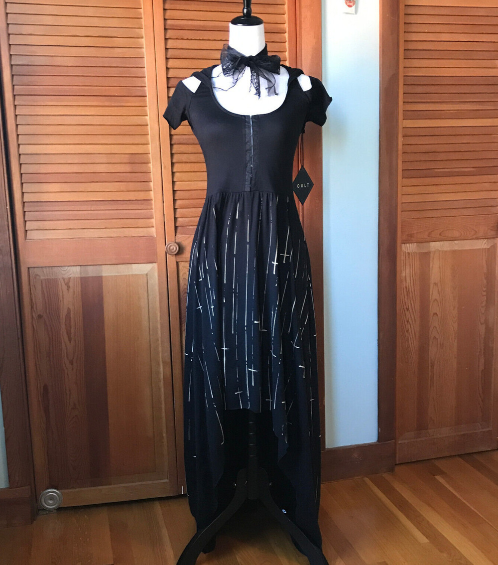 Vintage Lip Service Goth Punk Visual Kei Occult Wicca Black Hooded Cross Dress S